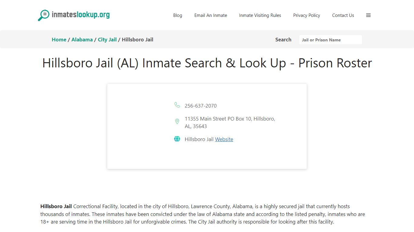 Hillsboro Jail (AL) Inmate Search & Look Up - Prison Roster